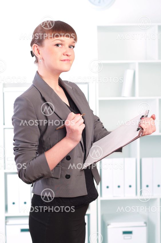 woman works in the office