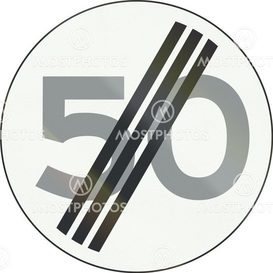 Dutch road sign A2 - End of speed limit 50 Kmh