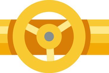 Gas pipeline featuring a circular yellow valve,...