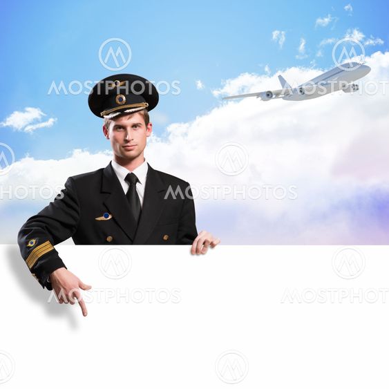 pilot in the form of holding an empty billboard