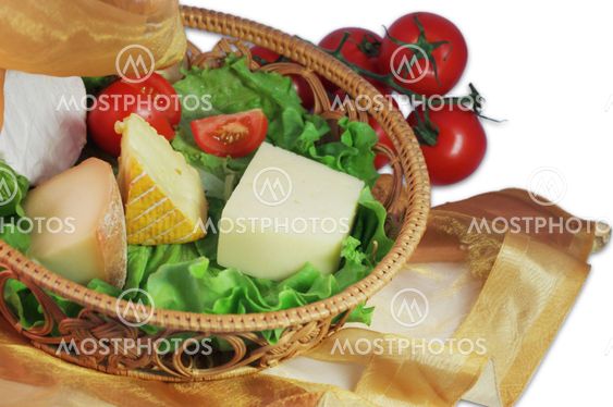 Food composition. Cheese and vegetables.