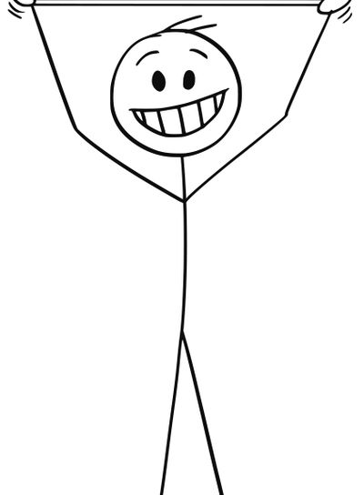 Cartoon of Smiling Man or Businessman Holding Full Five...