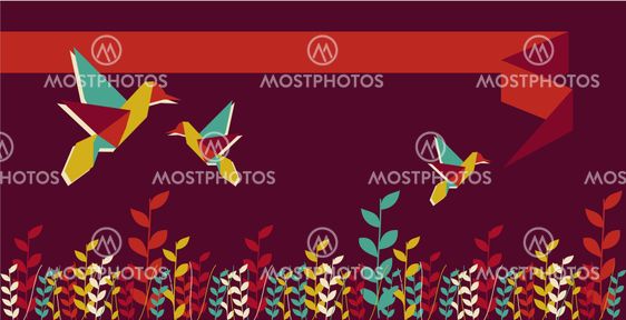 Origami hummingbird group banner