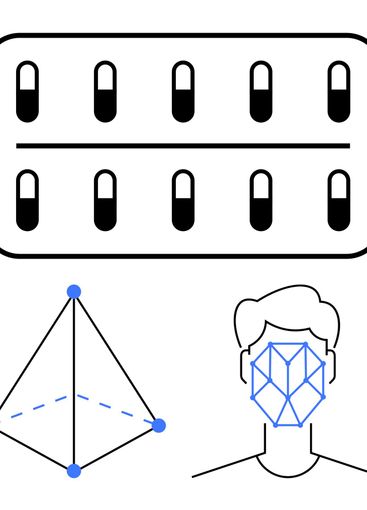 Face recognition technology and medication concept...