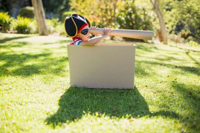 Boy pretending to be a pirate