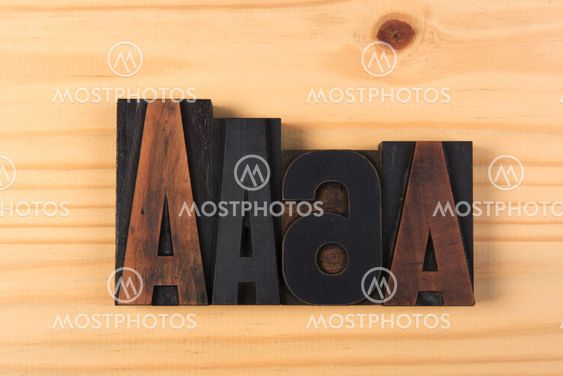 ABC Vintage wooden letters on wood