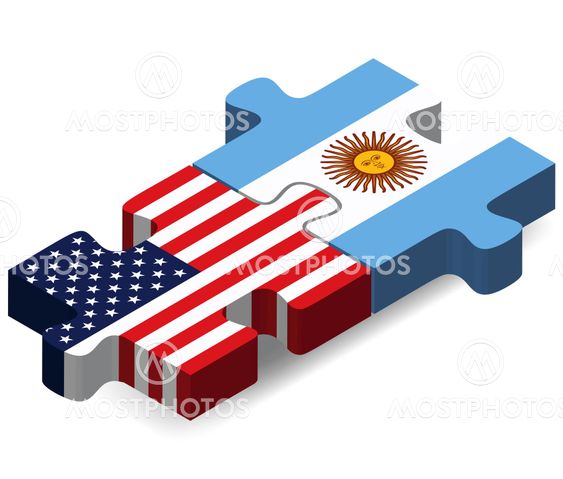 USA and Argentina Flags in puzzle