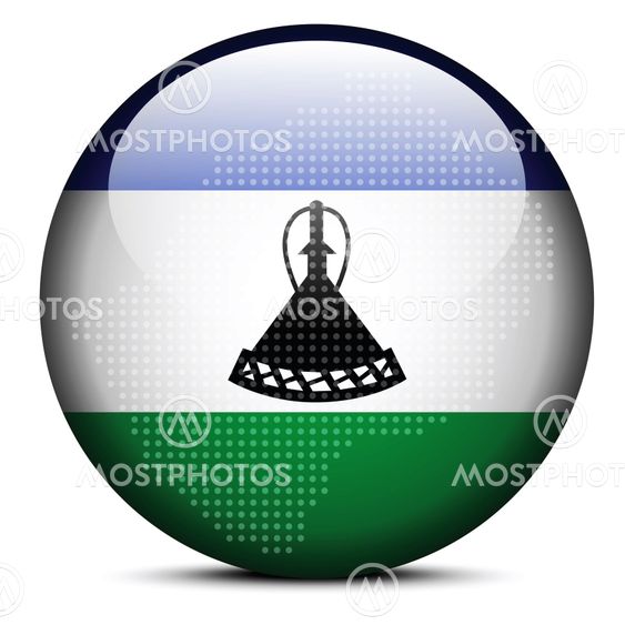 Map with Dot Pattern on flag button of Lesotho