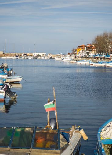 Sunset panorama of the port of Sozopol, Bulgaria