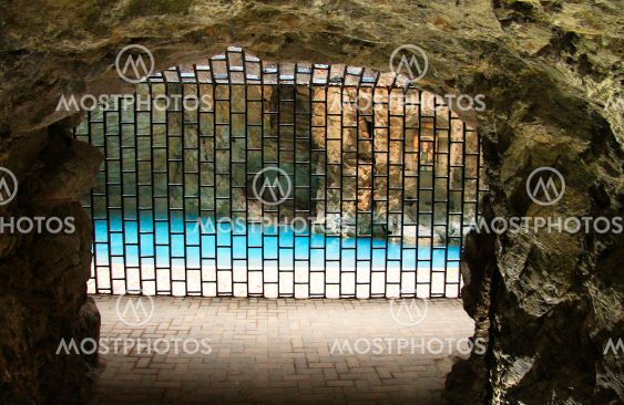 Tunnel inside Mashuk mountain to lake Proval,...