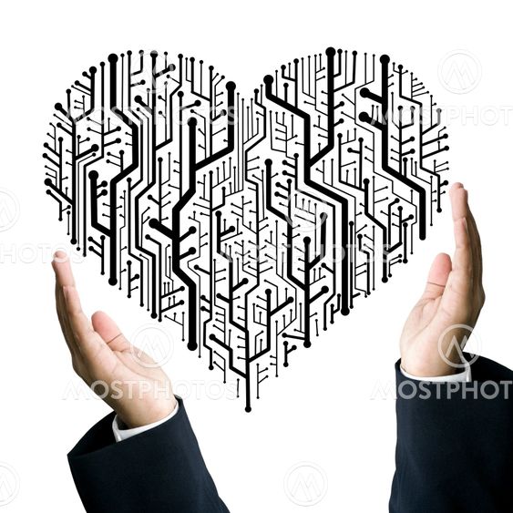 Business take care the circuit board in heart shape
