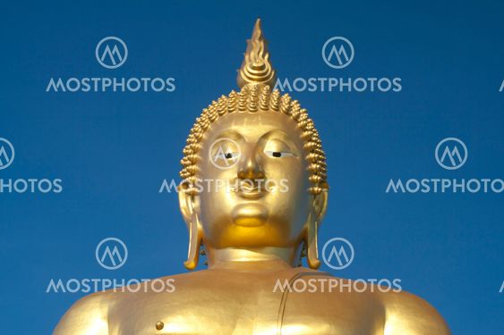 Big Golden Buddha statue in Thailand temple