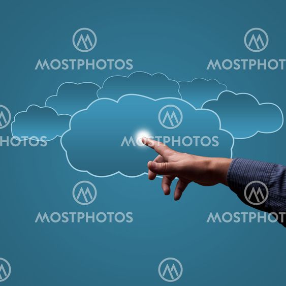 finger touches the clouds