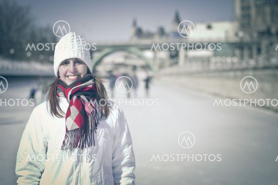 Portrait of a woman on the Ottawa Rideau Canal Skateway...