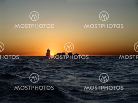 Sunset in middle of North Sea