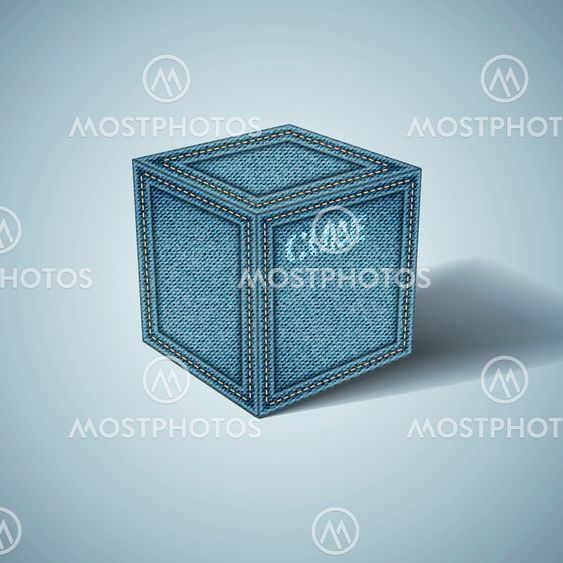 Denim cube on a white background. Vector eps10