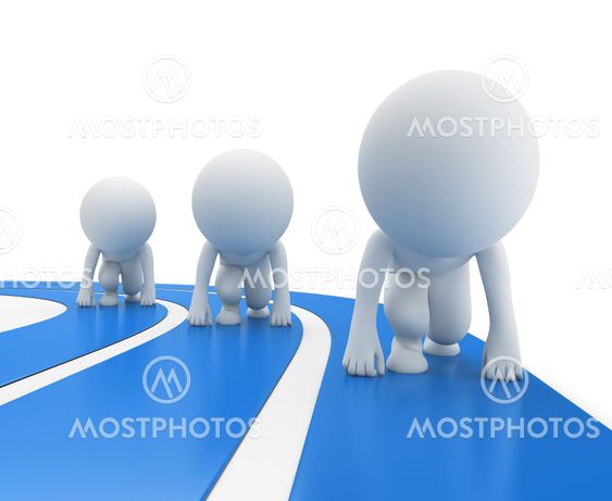 3d small people - runners at the start