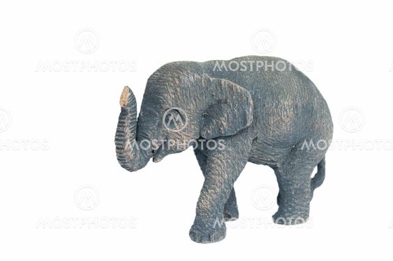 Wooden carved elephant isolated on white background