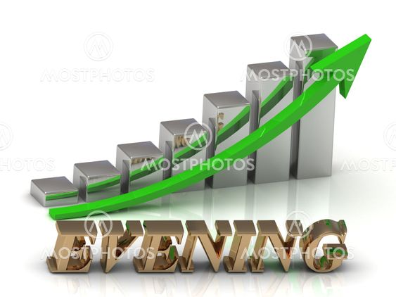 EVENING- inscription of gold letters and Graphic growth
