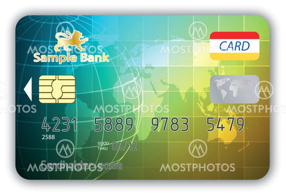 Vector credit cards, front and back view.
