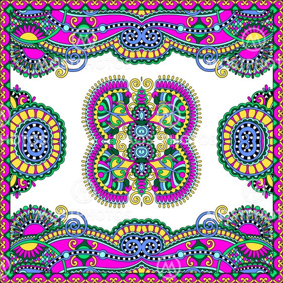 Traditional ornamental floral paisley bandanna. You can use this pattern in the design of carpet, shawl, pillow, cushion