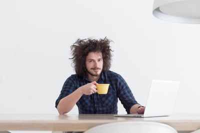 man working from home