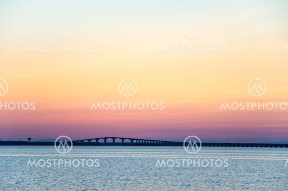 Sunset at the Oland Bridge in Sweden