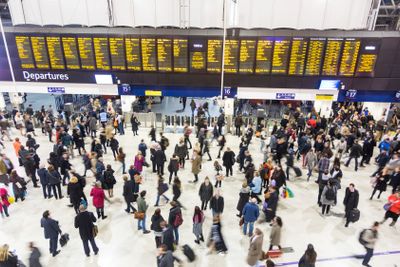 LONDON, UNITED KINGDOM - MARCH 18: Commuters and tourists...
