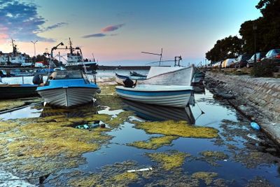 Sunset panorama on port of Sozopol, Bulgaria