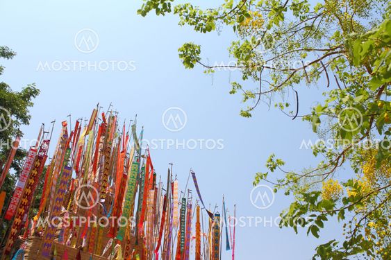 Color paper flag for Buddha worship