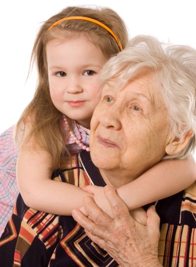 The elderly woman with the grand daughter