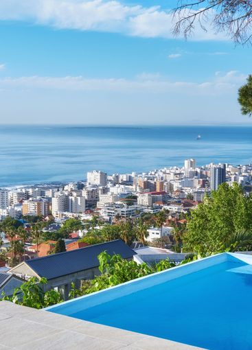 City, ocean and swimming pool with hotel view for sea,...