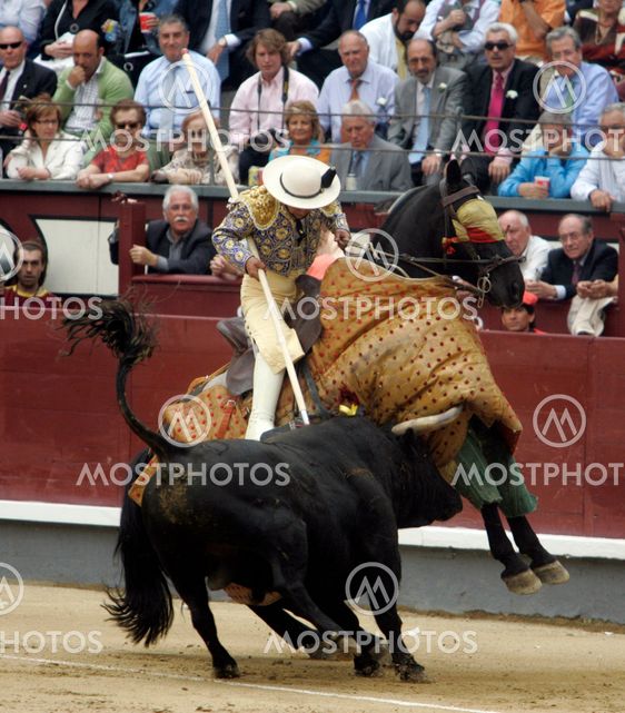 Picador in a bullfight in the Plaza de las Ventas in madrid, Spain