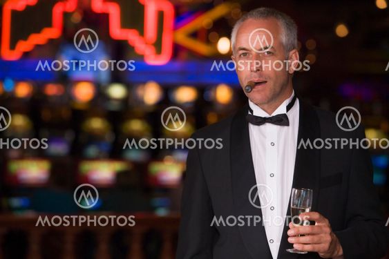 Man wearing tuxedo in casino