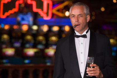 Man wearing tuxedo in casino