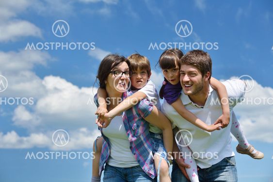 happy young family have fun outdoors