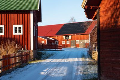 Village alley in Sweden in winter