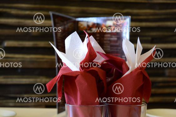 Decorative napkin on restaurant table