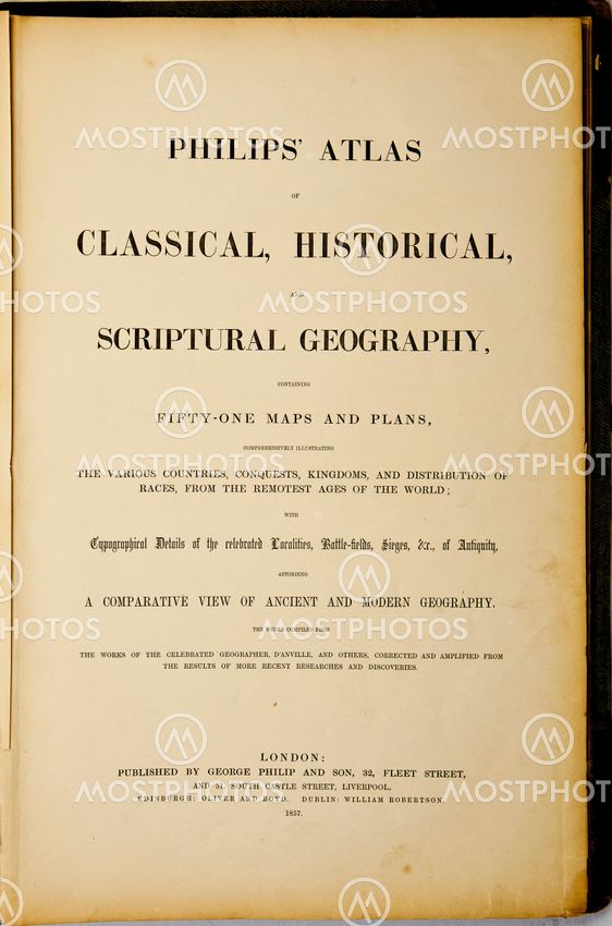 Ancient map of the world . Published by George Philip and son at London 1857 and are not subject to copyright.