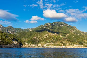 Mediterranean coast near Maiori on the Amalfi Coast in...