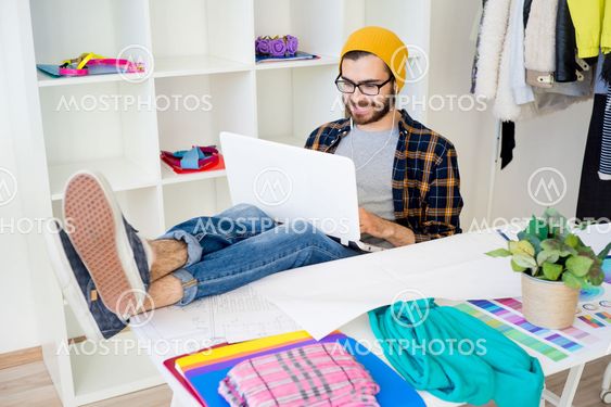 Hipster businessman working