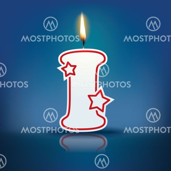 Candle letter I with flame