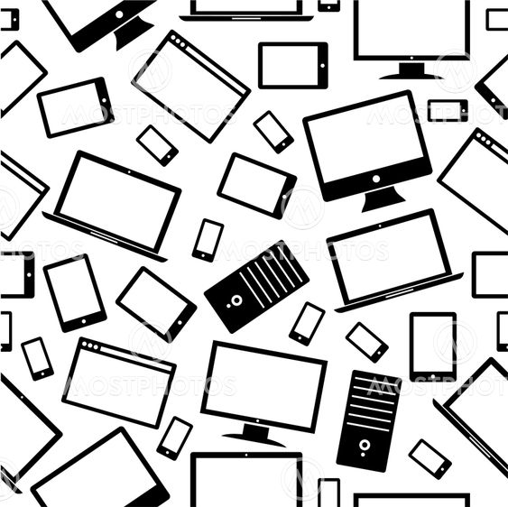 Computer, mobile and tablet icons pattern