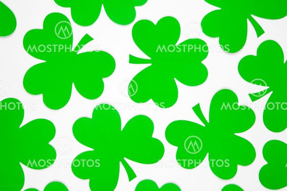 Green paper shamrocks.