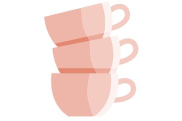 Stack of colorful coffee cups isolated on white...