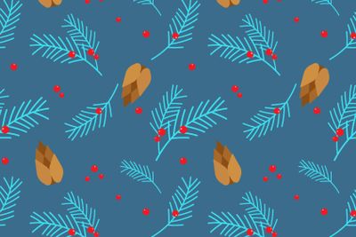 Christmas pattern with juniper branches and fir tree...