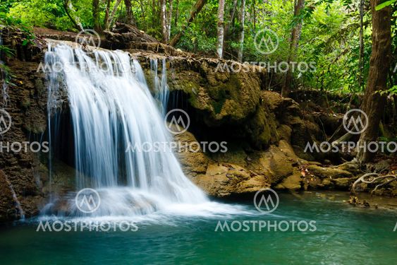 Waterfall in National Park , Kanchanaburi Province , Thailand