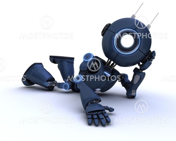Android lying on the floor