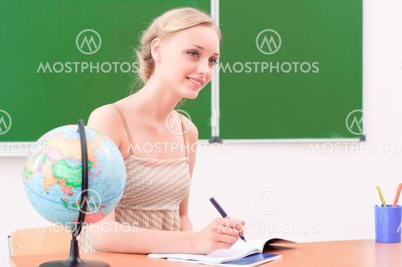 young teacher in the classroom
