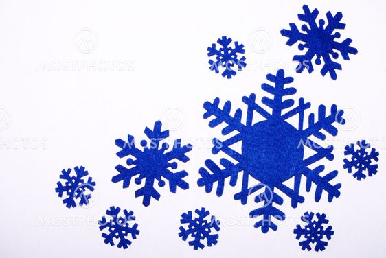 nine snowflakes of dark blue